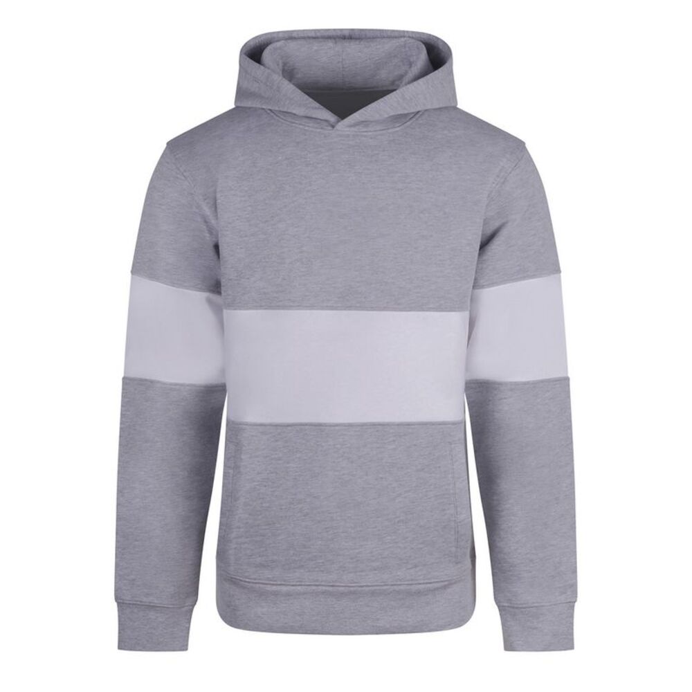 Front Row Mens Heavyweight Panelled Hoodie / Heather Grey